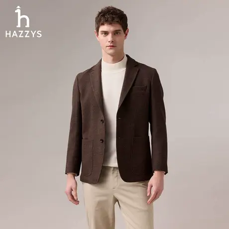 【商场同款】HAZZYS哈吉斯2025秋季新品男绵羊毛休闲西服外套上衣商品大图