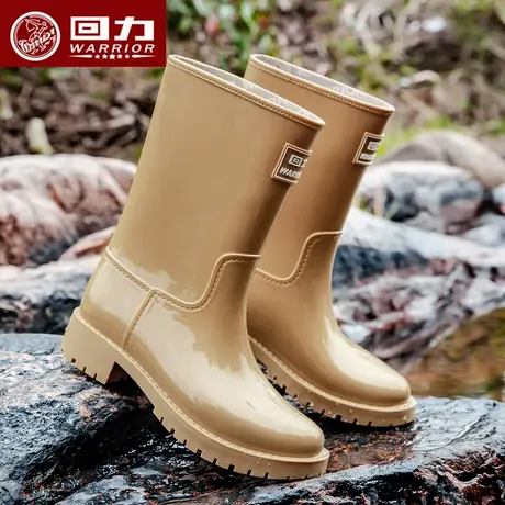 回力雨鞋女士新款防水防滑劳保鞋加绒加厚耐磨套鞋中筒雨靴户外穿商品大图