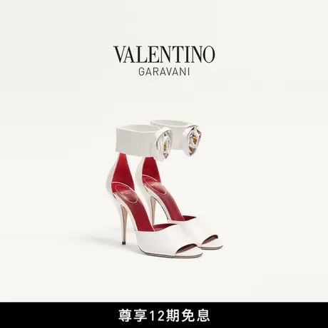 [秋冬新品]华伦天奴VALENTINO女士DRIP ROSE仿水晶小羊皮高跟凉鞋商品大图