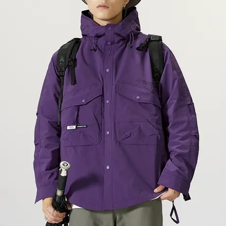 2023年新款高端潮牌防风冲锋衣外套秋冬季男士连帽运动夹克上衣服商品大图