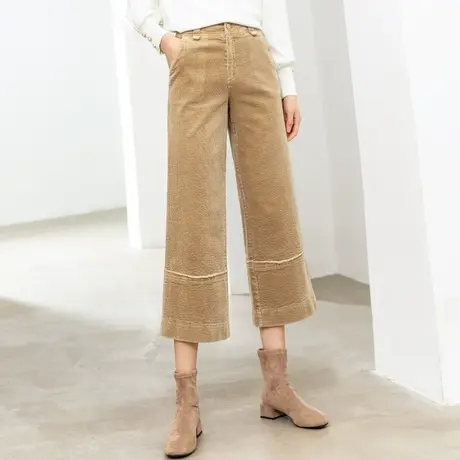 灯芯绒阔腿裤女2023新款秋冬女裤八分裤子冬季条绒裤九分裤直筒裤商品大图