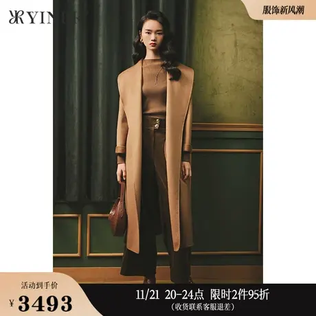 YINER音儿女装冬季廓形外套羊毛含羊绒双面呢大衣商品大图