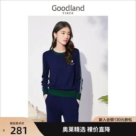 音儿美地女装2022秋季新款长袖宽松套头毛衣卡通针织衫商品大图