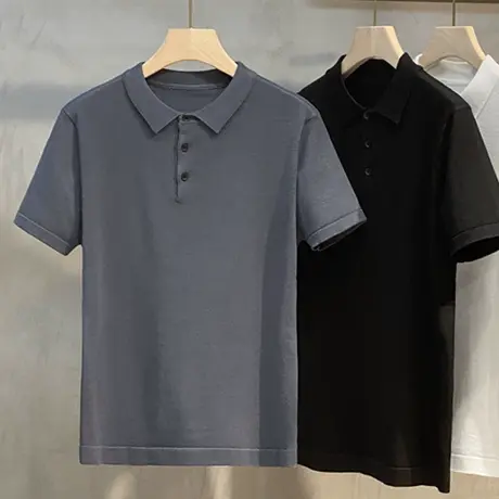 冰丝光棉polo衫男短袖t恤夏季2023新款翻领商务休闲针织衫保罗潮商品大图