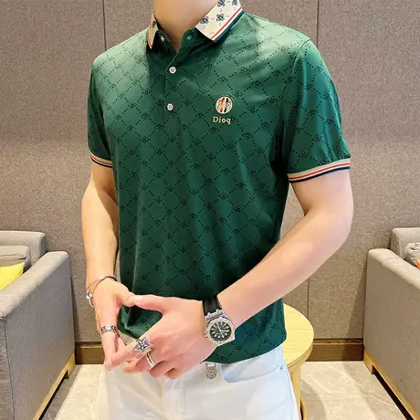 青年商务休闲翻领Polo衫男潮牌刺绣年轻爸爸装短袖T恤时尚打底衫商品大图