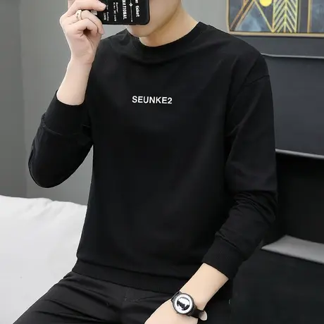 卫衣男士长袖t恤秋装圆领套头黑色男款韩版潮流秋冬款男生无帽衫商品大图