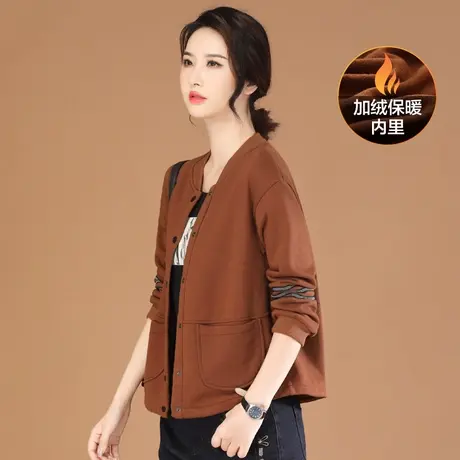 韩潮袭人复古立领加绒短外套女2023冬装新款棒球服夹克卫衣开衫厚图片