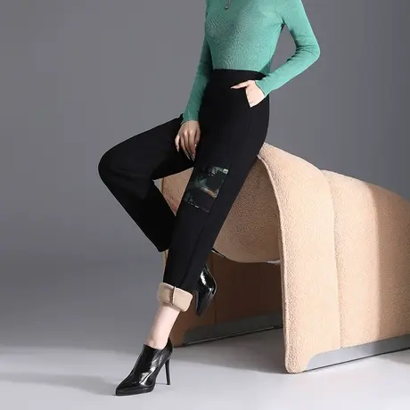 中老年加厚哈伦裤女秋冬2023新款松紧腰宽松时尚显瘦休闲萝卜裤子商品大图