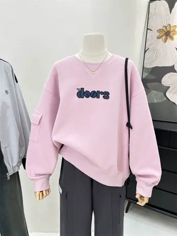 2023圆领长袖秋季新款时髦百搭高级感设计感小众字母套头卫衣女商品大图