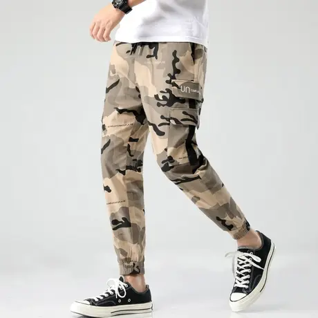 夏季薄款迷彩工装裤男士特种兵九分休闲裤百搭港风ins潮牌9分裤子商品大图