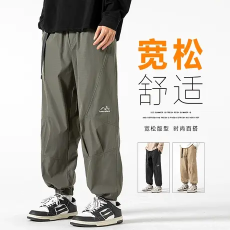 春秋款男生高级感哈伦休闲裤子春季男款束脚美式工装2024新款春装商品大图
