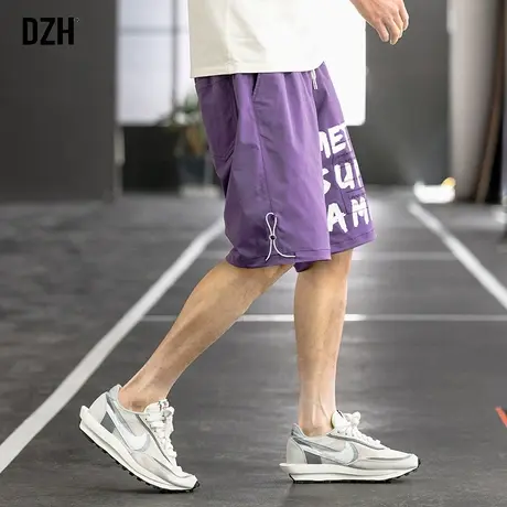 男士紫色休闲短裤男夏外穿速干裤裤子男潮流百搭五分裤男潮牌ins商品大图