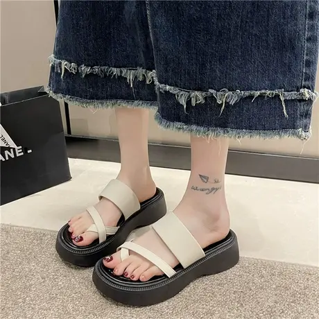 拖鞋女外穿夏季2024新款小众高级感凉拖鞋女夏天夹脚趾厚底人字拖商品大图