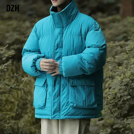 男生多巴胺蓝色棉服男款冬季加厚休闲立领棉衣外套2024新款面包服图片