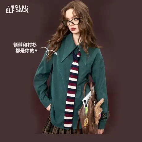 妖精的口袋法式长袖衬衫外套女2024早春新款设计感学院风宽松衬衣图片