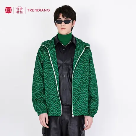 TRENDIANO「宫」联名系列国风印花精致有型风衣男士潮流休闲外套图片
