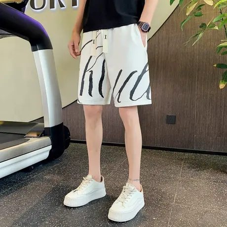 夏季时尚潮牌休闲运动个性五分沙滩短裤新款直筒宽松裤子男夏卫裤商品大图