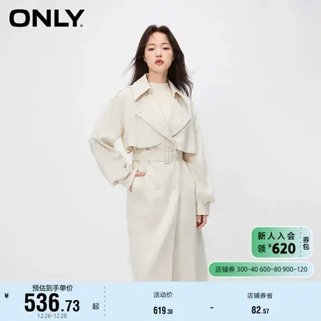 ONLY奥莱时尚简约收腰翻领中长款风衣外套女商品大图