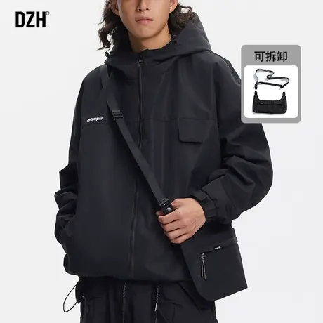 男士软壳冲锋衣男款黑色防风外套男春秋痞帅男装2024春季新款上衣商品大图