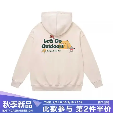 户外露营郊游风景印花连帽卫衣秋冬款纯棉透气男女宽松潮流外套商品大图