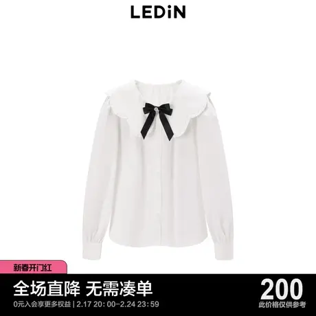 【商场同款】乐町娃娃领上衣23秋季新款翻领蝴蝶结衬衫C1CAD3401图片