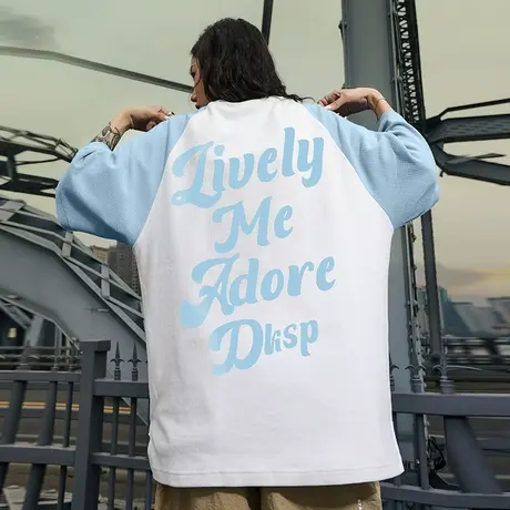 Nuthink欧美潮流重磅字母短袖男潮牌潮流T恤华夫格宽松半截袖夏季商品大图