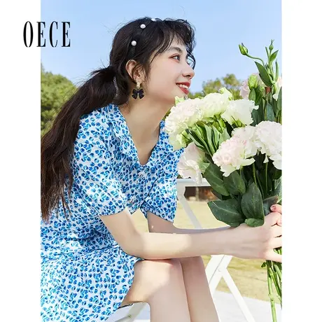 Oece气质碎花连衣裙春夏新款女春季法式优雅小众设计感连衣裙裙子图片