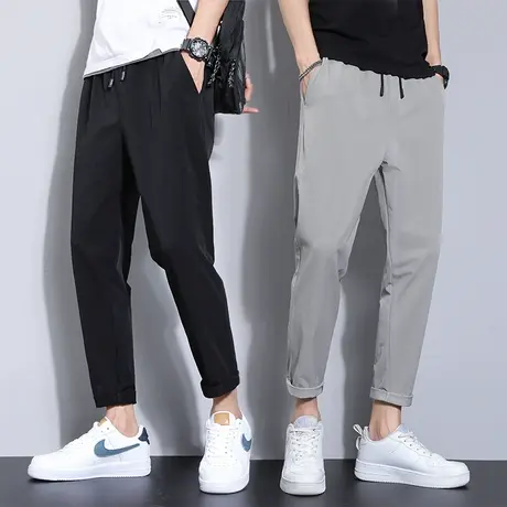 冰丝休闲裤男士夏季薄款速干直筒宽松九分裤春秋潮牌百搭运动裤子商品大图