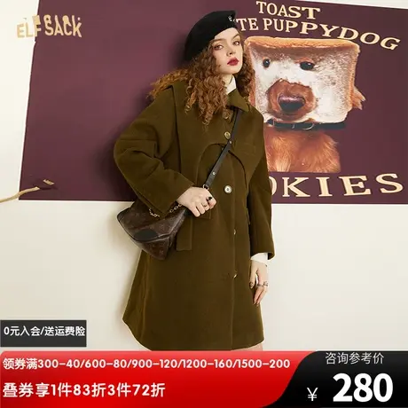 妖精的口袋可拆卸披肩复古毛呢外套女2022秋冬季新款小个子中长款图片