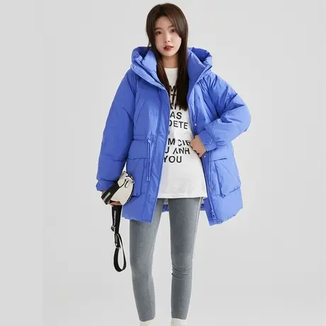 V/雅鹿2022年新款短款抽绳收腰羽绒服女士休闲外套图片