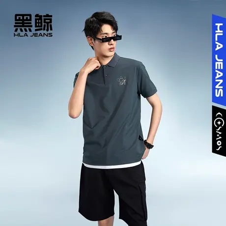 黑鲸HLAJEANS海澜之家旗下潮牌星际熊联名短袖polo衫男简约休闲商品大图