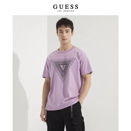GUESS男士宽松个性潮流设计感印花短袖圆领T恤上衣-M2GI76R6O00商品大图