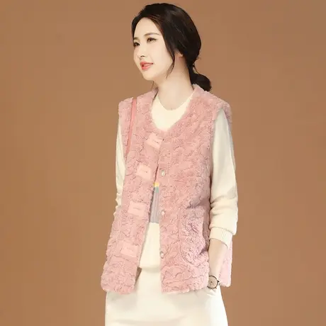 韩潮袭人圆领小香风仿水貂绒马甲女2023冬新款背心坎肩外套马夹厚商品大图