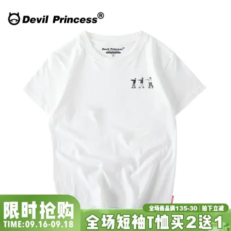 欧美个性小众简约t恤短袖女宽松BF半袖港味复古原宿学生情侣装夏商品大图