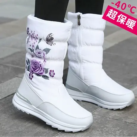 雪地靴女冬季保暖加绒棉鞋防滑短靴韩版潮百搭学生民族风中筒女靴商品大图