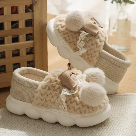 棉拖鞋女士秋冬季包跟室内家居厚底防滑产后孕妇毛绒保暖月子鞋女图片