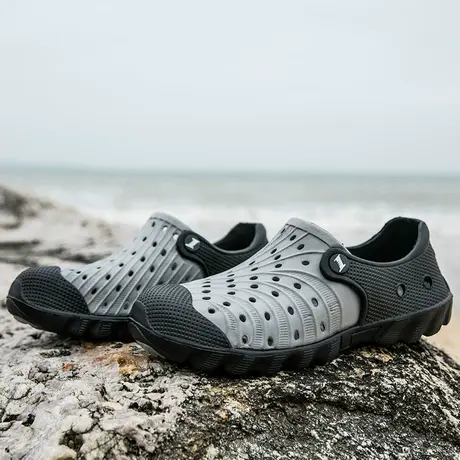 防水雨鞋男时尚钓鱼鞋洗车工作胶鞋户外溯溪涉水鞋男士沙滩洞洞鞋商品大图