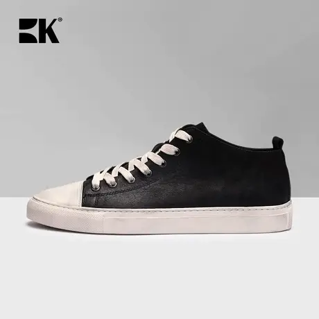 BK伯帝酷奇复古做旧板鞋男高帮鞋潮鞋韩版秋季真皮青年日常休闲鞋图片
