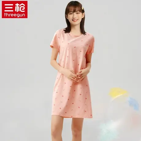 三枪春夏学生可爱圆领薄款睡裙短袖休闲睡衣可外穿透气纯棉家居服图片