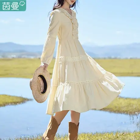 茵曼法式浪漫优雅连衣裙秋款女装2023年新款裙子春秋款长袖高档图片