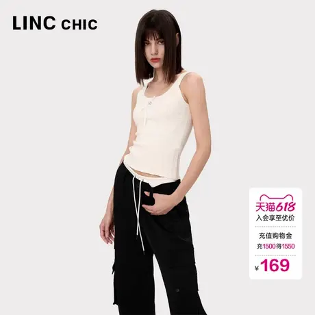 LINC金羽杰针织背心吊带上衣浪漫芭蕾感针织吊带背心女内搭可外穿图片