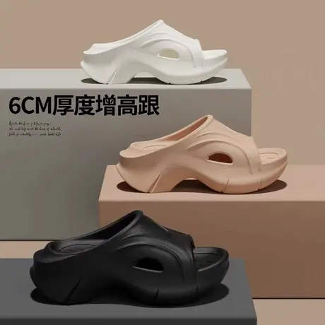 厚底增高一字拖女夏季2025新款网红时尚沙滩外穿防滑松糕底凉拖鞋商品大图
