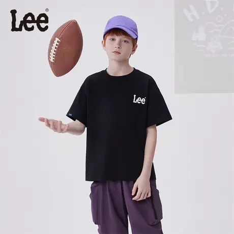 Lee儿童短袖T恤2025夏季新款男童女童休闲上衣中大童宽松打底衫图片