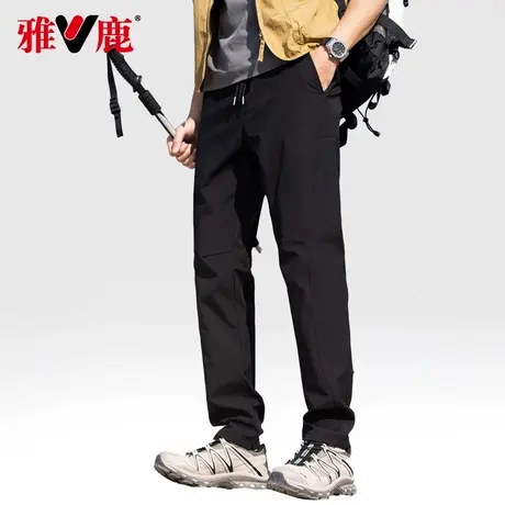 雅鹿户外休闲裤男2025夏季新款宽松冲锋裤三防直筒登山裤工装裤男商品大图