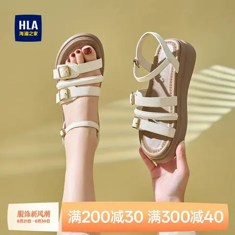 HLA/海澜之家一字带罗马凉鞋女2024新款百搭仙女风厚底沙滩凉拖鞋商品大图
