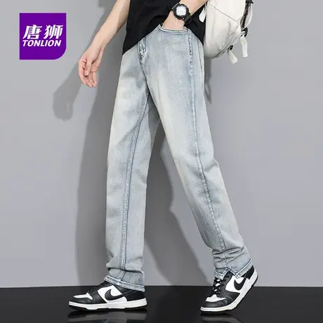 唐狮美式高街牛仔裤男直筒时尚潮牌春秋季新款宽松弹力休闲长裤AX商品大图