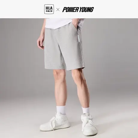 海澜之家POWER YOUNG抽绳休闲中裤春夏季新款华夫格短裤子男士图片