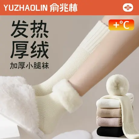 小腿袜子女款秋冬季加绒加厚保暖中筒袜仿羊绒羊毛长筒高筒月子袜商品大图