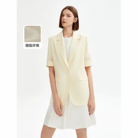 朗姿醋酸气质职业高级感薄款西装短袖外套年夏季西服上衣商品大图