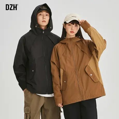 情侣登山冲锋衣男秋季外套男士连帽上衣2023新款运动工装夹克男款商品大图